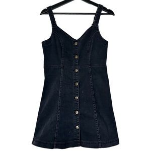 BDG Urban Outfitters Size M Lilith Black Denim Overall Mini-Dress